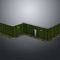 Green Metal Security Fence with Barbed Wire and L Shaped Gate Structure Design 3d model