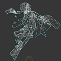 Game Character With Purple Hair Glasses Black Outfit And Blue Yellow Mechanical Gear