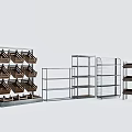 Metal Display Shelves with Multiple Layers and Grid Design for Retail Exhibitions 3d model
