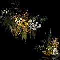 Elegant Floral Arrangement With Yellow White Blooms Green Foliage In Glass Vase