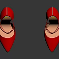 Stylish Red Satin High Heels With Crisscross Straps And Shiny Reflective Base