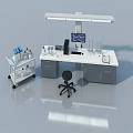Swing Door Cabinet In Laboratory Workbench Setup With Equipment And Cart