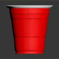 Red Disposable Plastic Cup with White Inner Rim on Dark Background with Reflection 3d model