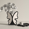 Quiet Butterfly Vase Flowers 3d model