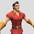 Muscular Animated Game Movie Character In Red Shirt With Yellow Collar And Gloves