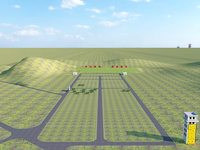Well Designed Large Cemetery Park With Orderly Green Plots And Complete Paved Road System 3d model