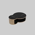 Modern Round Coffee Table With Marble Top Metal Frame And Lower Shelf