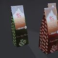 Elegant Home Decor Ornament Set With Three Colorful Coffee Bags And Bean Patterns