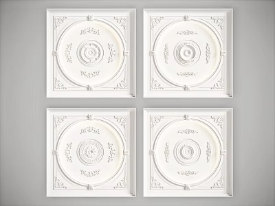 Gypsum Carved Ceiling Light Plate Corner Angle Gypsum Components 3d model