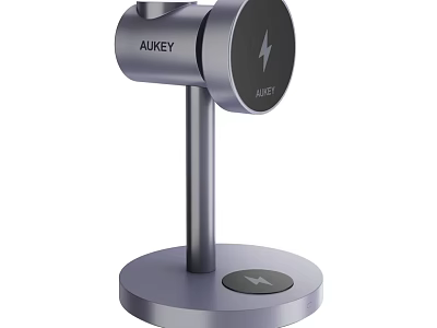 Smart Machine AUKEY Wireless Charging Device With Round Design Metal Base And Lightning Symbol 3d model
