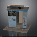 Blue Photo Booth Structure With Photos Sign Red Logo Door And Base