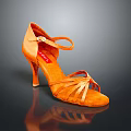Orange Suede Dance High Heels With Crisscross Straps And Stiletto Heel