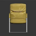 Comfortable Yellow Velvet Office Chair With Modern Metal Frame And Armrests