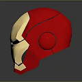 Iron Man Helmet With Red And Gold Finish And Blue Glowing Eyes In 3D Render