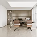 Modern Office Corridor Interior With White Walls Marble Flooring And Green Plants