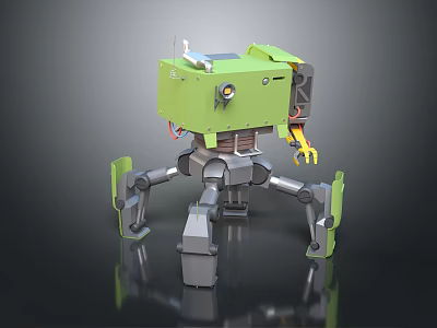 Smart Green Robot Machine With Multiple Mechanical Legs And Metal Structure 3d model