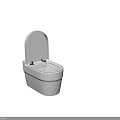 Two Modern White Wall Mounted Toilets with Open Lids Design 3d model