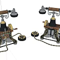 Vintage Retro Telephones With Wooden Handles Metal Bells And Classic Design
