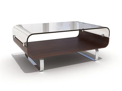 Modern Sofa and Coffee Table Set With Transparent Glass Top Wooden Base and Metal Legs 3d model