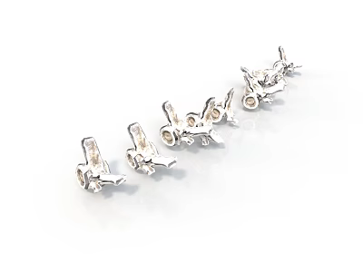 Electronic Electrical Small Metal Connector Terminals Precision Components Arranged On White Background 3d model