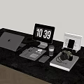 White Apple Laptop And Monitor Desktop Setup With Digital Clock 10 39 Camera Accessories