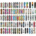 Colorful Skateboard Sports Equipment 3D Models Collection With Diverse Patterns