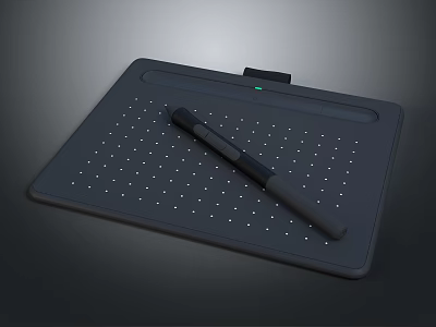 Modern Digital Drawing Tablet With Stylus Pen And Dotted Surface Design 3d model