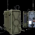 Industrial Military Communication Equipment With Open Case Antennas Control Panel And Headphones
