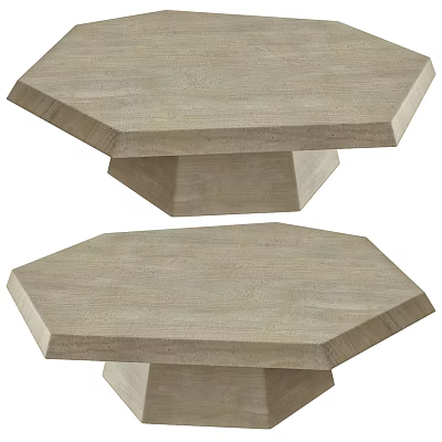 Two Hexagonal Wooden Coffee Tables With Light Wood Tone And Modern Design 3d model