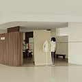 Modern Clothing Store Interior With Wooden Reception Desk Logo Mirror And Plant