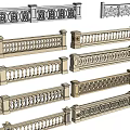 Various Decorative Fence Railing Designs With Carved Patterns And Detailed Architectural Elements 3d model