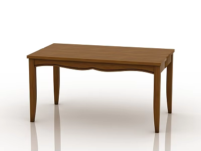 Brown Solid Wood Dining Table With Classic Design And Natural Finish 3d model
