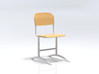 Simple Single Chair With Wooden Seat Backrest And Metal Frame Design 3d model