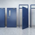 Blue Doors in Modern Interior with Closed and Open Positions 3d model