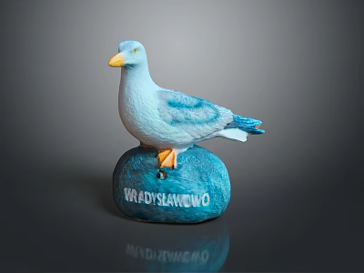 Small Handcrafted Seagull Decorative Figurine With WADYSLAVOWO Inscription On Base 3d model