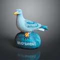 Small Handcrafted Seagull Decorative Figurine With WADYSLAVOWO Inscription On Base