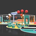 Vibrant Children's Play Area Featuring Slides Swings And Interactive Play Equipment