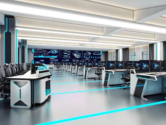 modern command center synthetic combat command center 3d model