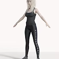 Woman In Black Tank Top And Black Leggings With White Side Details
