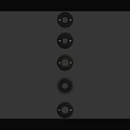 Five Black Cylindrical Tactical Weapons Stacked With Textured Surfaces And Brand Logos