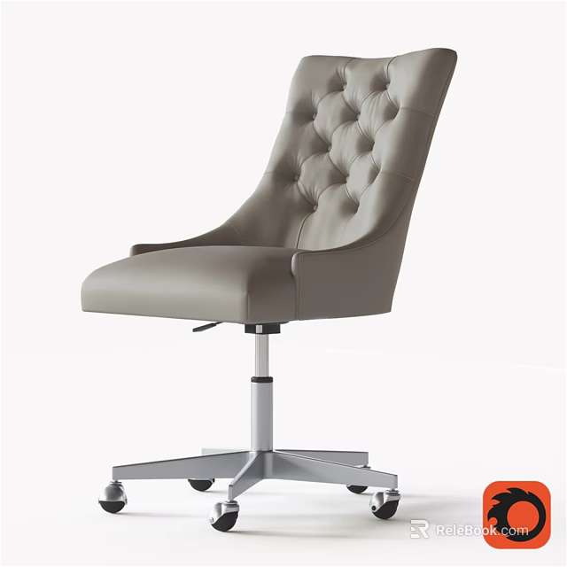 Modern Table And Chair Set With Tufted Leather Backrest And Metal Base Wheels 3d model 