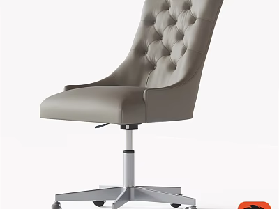 Modern Table And Chair Set With Tufted Leather Backrest And Metal Base Wheels 3d model