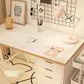 Log wind table mat office desk and chair combination 3d model