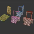 Building Models Featuring Roof Stairs Door Frames Stone And Wooden Components