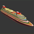 3D Rendered Colorful Cruise Ship With Multi Decks And Reflections