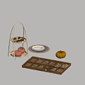 Modern Food Persimmon Pumpkin Nuts Combination Tray Fried Egg 3d model