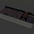 Black Mechanical Keyboard With Red Backlit Keys And Silver Wrist Rest Design