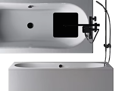 Modern White Bathtub With Black Control Panel And Shower Fixture Design 3d model