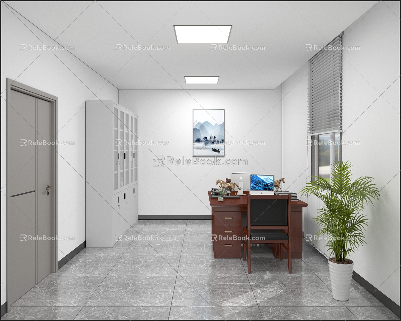 The office is simple. 3d model