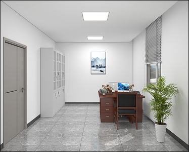 The office is simple. 3d model